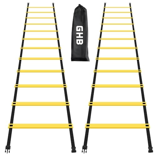 GHB Pro Agility Ladder 2 Pack Agility Training Ladder Speed 12 Rung 20ft with Carrying Bag