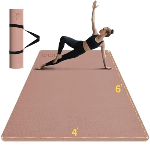 10mm Large Yoga Mat (6'x 4') - Extra Long and Wide 72 x 48 x 0.4 inches, Non-Slip POE Fitness Mat, Eco-Friendly, Thick Wide Exercise Mat for Home Workouts,Ideal for Yoga and Pilates.