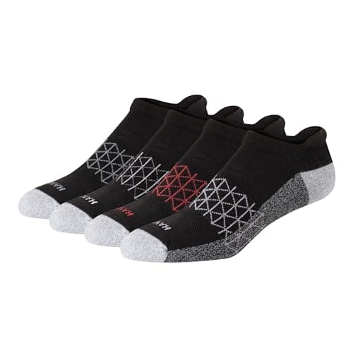 Hanes Men's Absolute Active Cushioned Heel Shield Socks, Moisture Wicking Socks, Seamless Toe, 4-Pack
