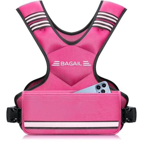 BAGAIL Adjustable Weighted Vest for Women 4-10lb, Comfortable U-Neck Rucking Vest with 6 Removable Weights, Storage Pocket and Reflective Strips for Walking, Jogging, Weight Loss & Home Workouts