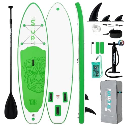 FunWater SUP Inflatable Stand Up Paddle Board 10'6×33"×6" Ultra-Light Inflatable Paddleboard with ISUP Accessories,Fins,Adjustable Paddle, Pump,Backpack