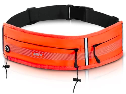 MIER Running Belt for Men Women Slim Fanny Pack Phone Holder Jogging Pouch with Marathon Bib Clip Runner Waist Pack for Walking Cycling for Keys, Cards & Essentials (Orange)