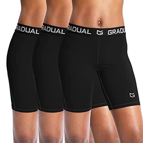 Women's Spandex Compression Volleyball Shorts 3" /7" Workout Pro Shorts for Women (7'' 3 Pack: Black/Black/Black, Medium)