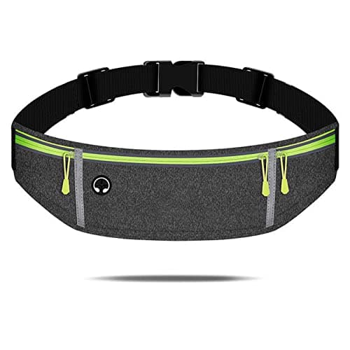Waist pack sport running Belt Pack with adjustable Strap for running hiking travel outdoors sport (Grey, 3 Pockets)
