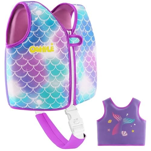 OSHYLE Kids Swim Vest with Crotch Strap - Neoprene Swim Trainer Vest for Toddlers 1-9 Years, Boys & Girls Swim Trainer with Adjustable Straps (Purple, M(3-6))