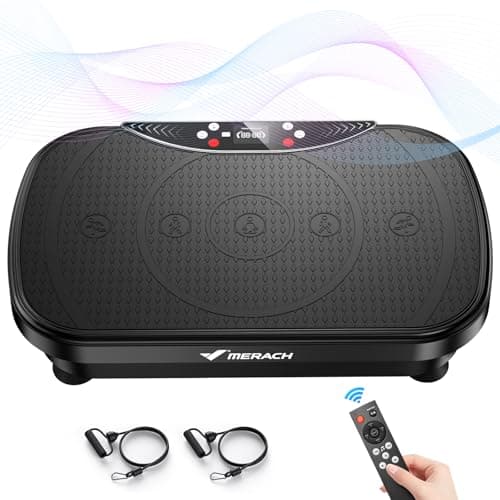 MERACH Vibration Plate Exercise Machine, Vibration Plate for Lymphatic Drainage Weight Loss, Vibrating Plate Exercise Machine with Bluetooth and LED Display, Workout Equipment for Women Men Home