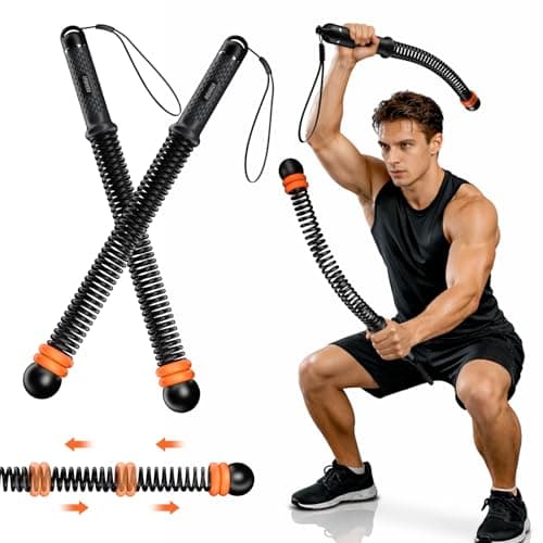 RENRUI Cordless Battle Ropes with Adjustable Resistance Springs - Weighted Ropeless Battle Rope for Home Gym Exercise, Portable Workout Equipment for Strength Training & Cardio Fitness Orange& Black