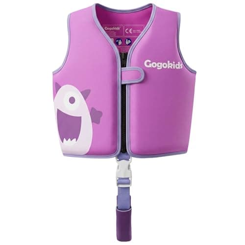 Gogokids Toddler Swim Vest Pool Floaties for Kids 1-2-3-5-7-9 Yrs, Neoprene Kids Swimming Jacket w/Adjustable Safety Strap & Zip, Toddler Float Jacket 24-66lbs for Beach Puddle Pool Boys Girls Niños