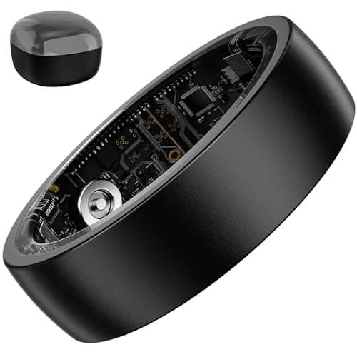 S SECRETTOP Smart Ring for Women & Men, Activity Tracker Ring, Heart Rate Monitor, Sleep Monitoring, Step Counting, Calorie Pedometer, No Subscription Fee, iOS Android (Black 10)