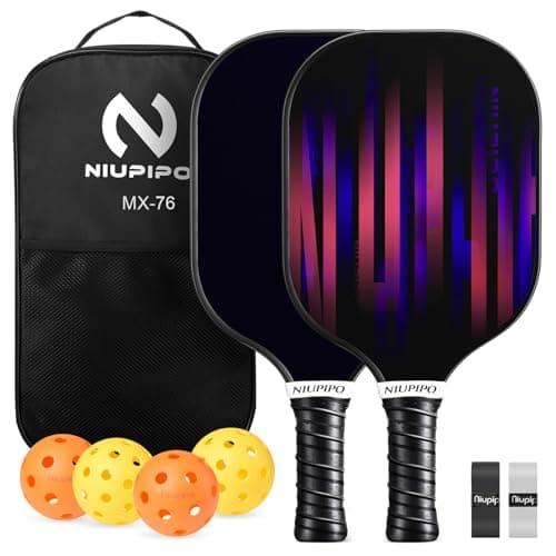 Niupipo Pickleball Paddles - USAPA Approved Graphite Fiberglass Pickleball Paddles Set of 2 with Polypropylene Honeycomb Core, Cushion 4.72In Grip, Portable Bag, Lightweight Pickleball Racket