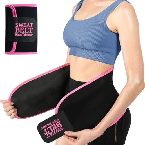 ZPP Waist Trainer for Women and Men, Neoprene Sweat Band Waist Trimmer Belt Slimming Stomach Wrap for Workout Black/Pink