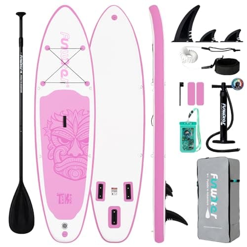 FunWater SUP Inflatable Stand Up Paddle Board 10'6×33"×6" Ultra-Light Inflatable Paddleboard with ISUP Accessories,Fins,Adjustable Paddle, Pump,Backpack