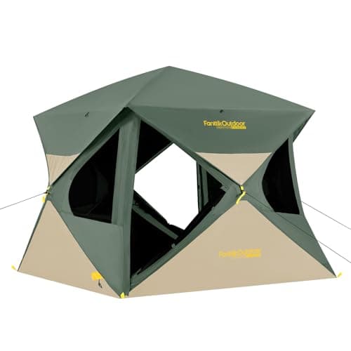 FanttikOutdoor Alpha C4 Ultra Camping Tent 4 Person Pop Up Instant Cabin Setup in 60 Seconds Portable Hub Tent with Rainfly & Windproof for Outdoor Camping & Overlanding, Green