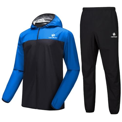 HOTSUIT Sauna Suit for Men Weight Loss Sweat Suits Gym Workout Exercise Sauna Jacket Pant Full Body, Blue, 2XL