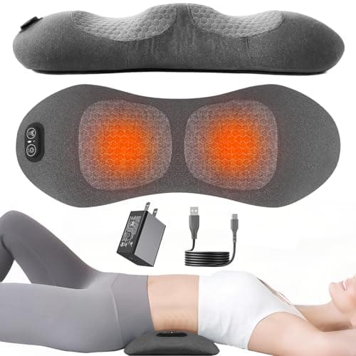 Lewuyoya Triple Fusion Back Massager with Heat, Vibration and Traction for Sciatica Pain Relief, 3-in-1 Electric Lumbar Support Pillow Device for Lower Back Pain in Bed, Chair, Couch