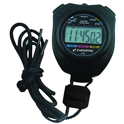 CHAMPRO Water Resistant Stop Watch, Black (A152)