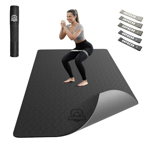 HAPBEAR Large Yoga Mat - 72"x36"x6mm (1/4 inch), Extra Wide Non-Slip Exercise Mat for Home Workout, Yoga, Pilates & Stretching, Durable & Eco-Friendly, Includes Bonus Resistance Bands & Carry Bag