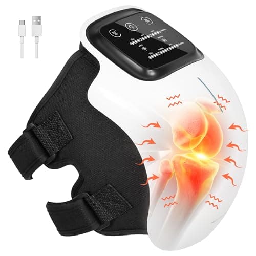 Medcursor Knee Massager, Cordless Heated Knee Massager with 3 Heating Levels, 3 Vibration Modes, LED Screen & Adjustable Straps, Massage with Heat for Relief