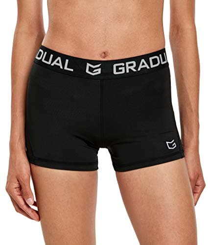 Women's Spandex Compression Volleyball Shorts 3" /7" Workout Pro Shorts for Women (Black, XL)