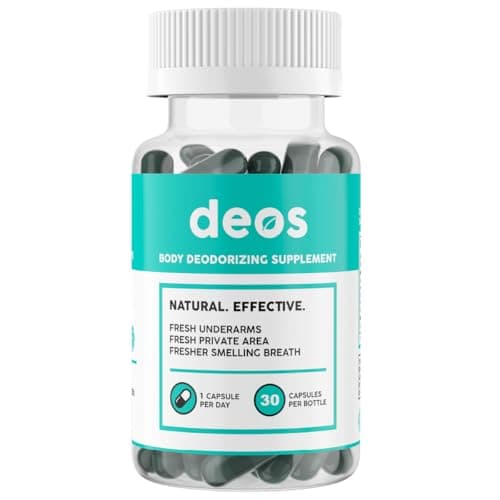 DEOS® Internal Deodorant Supplement [Natural Odor Control] – Full Body Deodorizing Capsules for Gut & Skin Health, Detox & Digestion Support - Scentless Chlorophyll, Mint & Parsley Pills (30 Pcs)