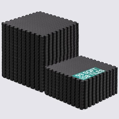 Yes4All EVA Interlocking Mats, Puzzle Floor Tiles, Foam Floor Padding with Border for Furniture, Home Space, Living Room, Garage 11,15,32,99 SQFT