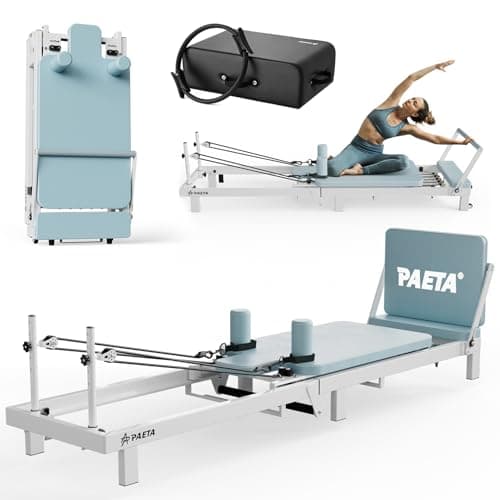 PAETA Pilates Reformer, 86" Foldable Reformer Pilates Machine for Home Use, with Dual Resistance- Springs and Cords, Pilates Equipment for Home Workouts with Jump Board, with Pilates Box