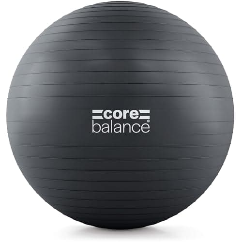Core Balance Exercise Ball for Workouts, Anti-Burst and Slip Resistant, Swiss Yoga Ball for Pregnancy, Stability, Fitness and Physical Therapy, 4 Sizes, with Pump (25" / 65cm Black)