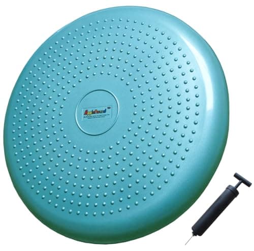 AppleRound Inflated Wobble Cushion with Hand Pump, Air Stability Board (Extra Thick), Core Balance Disc for Adults, Sensory Wiggle Seat for Kids, Flexible Seating for All Age, 13.5in / 34cm Diameter