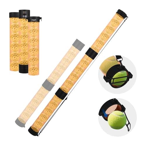 NEEWER Ball Retriever Tube Hopper for 18 Tennis Balls & 15 Pickleballs, Detachable 3 Section No Bending Pickup Picker Upper Collector with Stopper & Shoulder Strap, Orange, TB02Z
