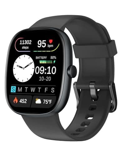 Fitness Trackers for Men Women with Bluetooth Call 24/7 Heart Rate & Blood Oxygen Monitor Sleep Tracker, Steps/Calories Counter Stopwatch/Timer/Alarm Clock, Pedometer for Walking Waterproof (Black)