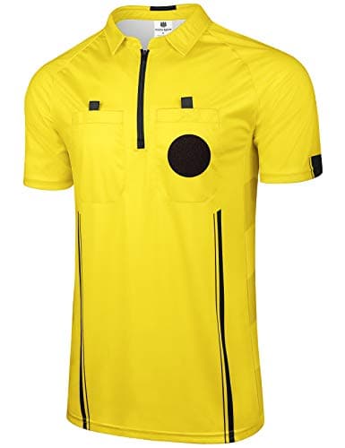 FitsT4 Sports Pro Soccer Referee Jersey Short Sleeve Ref Shirts Yellow X-Small