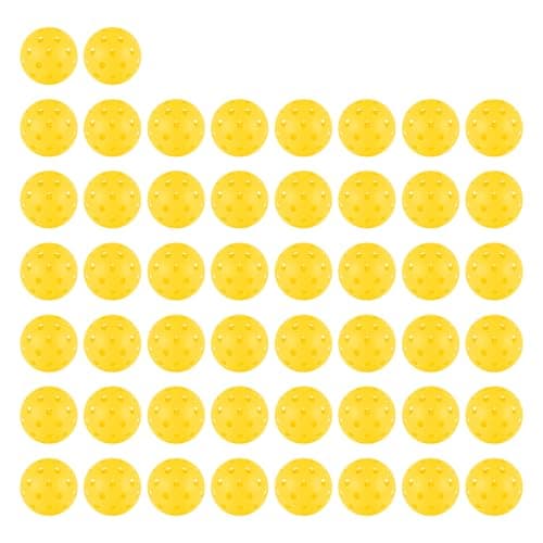 50pc Pickleball Balls,40 Holes Outdoor Pickleball Balls with Mesh Bag,8mm Precision Drilled-Space Pickleballs Set-Professional Plastic Ball for Pickle ball Paddles&Indoor or Outdoor Sport Court(Yellow