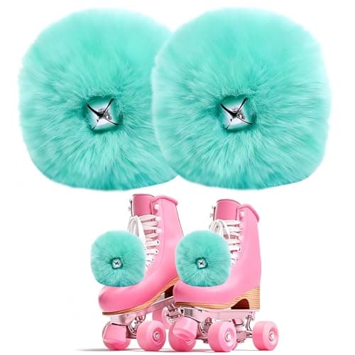 Bestookits Roller Skate Pom Poms with Bells, Skating Outfit Ice Skating Accessories, Roller Skate Decorations for Girls Women 2 Pieces (Mint Green)