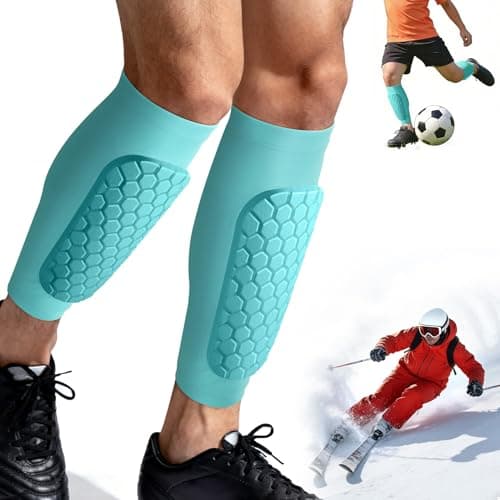 XZQTIVE Soccer Shin Guards Shin Defender for Kids Youth Adult, Ski Shin Guards Calf Compression Sleeve with Honeycomb Shin Pads