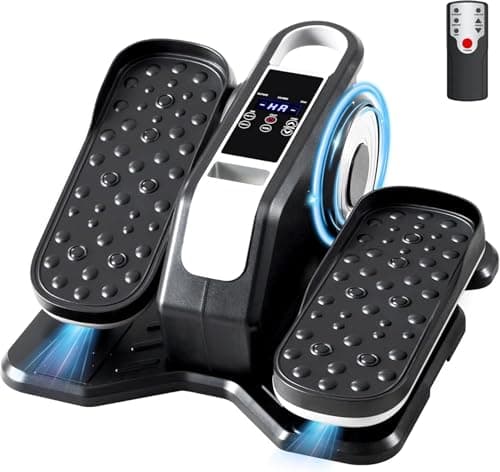 NEWBULIG Under Desk Elliptical Machine, Ellipse Leg Exerciser As Seen On TV with Remote Control, 12 Adjustable Speeds, Forward & Reverse, Mini Ellipse Leg Trainer for Home & Office, Silver