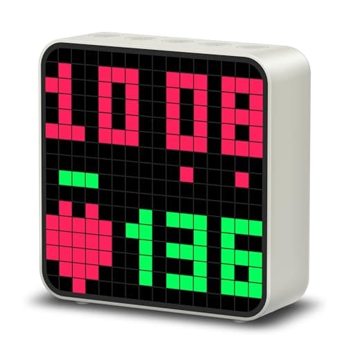 EZON H-Box Bluetooth Heart Rate Monitor and Pixel Art Clock with WOD Interval Trainer - Cute Animation Alarm Clocks for Bedrooms, No APP Needed for Home Fitness (White)