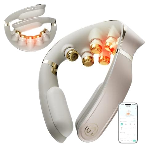 SKG G7 Pro Fold 3.0 Neck Massager for Pain Relief Deep Tissue Vibration Cordless Travel Massager, Innovative Foldable 3D Neck Massager for Office Home Car Travel, Gold Titanium Neck Massager
