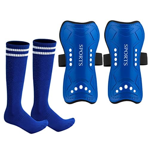 Soccer Shin Guards for Youth Kids with Soccer Socks, 3 Sizes Shin Pads Child Calf Protective Gear Lightweight Adjustable Equipment for 3-15 Years Old Girls Boys Toddler Kids Teenagers(M)