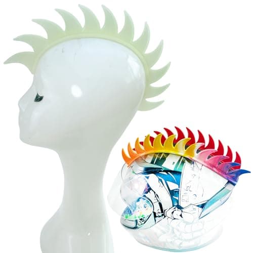 3T-SISTER Helmet Mohawk Wig Adhesive Mohawk for Motorcycle Bicycle Ski Snowboard Helmet Hair Skinhead Costumes Cosplay Wig Silicone Hawk(Helmet not Included) (08 Florescence)