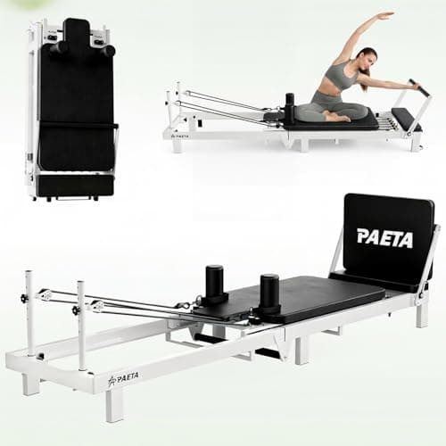 PAETA Pilates Reformer, 86" Foldable Reformer Pilates Machine for Home Use, with Dual Resistance- Springs and Cords, Pilates Equipment for Home Workouts with Jump Board, Up to 400 LBS, Black