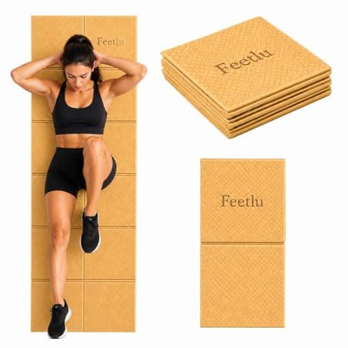 Feetlu Foldable Yoga Mat, 6mm Thick, 72L x 24W Inch, Lightweight, Anti-Slip, and Easy to Store – Perfect for Travel, Yoga, Pilates, Home Workouts, and Floor Exercises (Yellow)