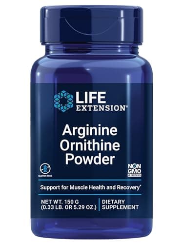 Life Extension Arginine Ornithine Powder, Promotes Muscle Health & Recovery, Gluten Free, Non-GMO, net Weight 150 Grams