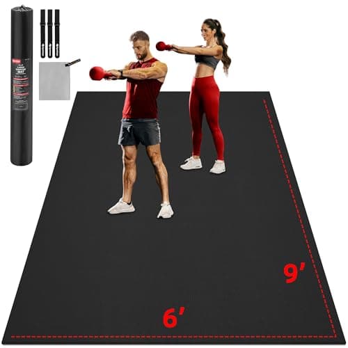 GymCope Extra Large Exercise Mat, 10'x6'/9'x6'/8'x6'/7'x5'/6'x4'(8mm) Thick Workout Mat for Home Gym & Garage Flooring, Shoe-Friendly, High-Density, MMA, HIIT, Weight Lifting, Cardio&Strength