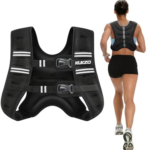 KUKZO Weighted Vest Woman,12 Lb Unisex Reflective Strength Training Weight Vest For Running, Jogging, Cardio & Workouts