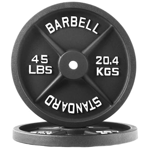 Fitvids 1 Inch Standard Weight Plates, 2x 45 LB Plates for Home Gym Strength Training, Deep Grip Edge