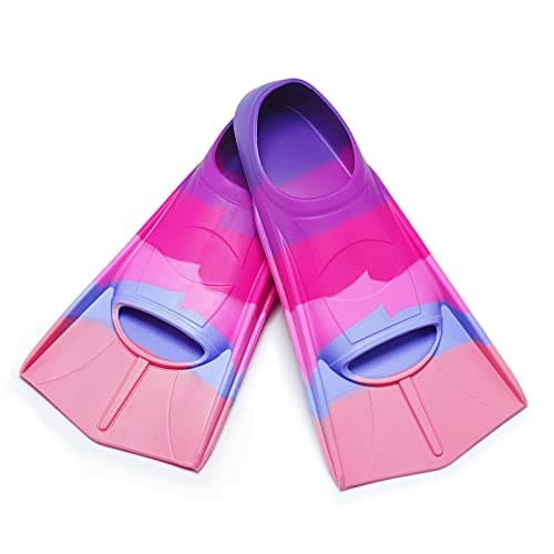 Prsca Kids Swim Fins,Short Youth Fins Swimming Flippers,Swim Training Fins for Lap Swimming,for Children Girls Boys Beginners