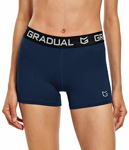 G Gradual Women's Spandex Compression Volleyball Shorts Navy Blue