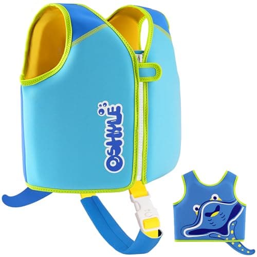 OSHYLE Kids Swim Vest with Crotch Strap - Neoprene Swim Trainer Vest for Toddlers 1-9 Years, Boys & Girls Swim Trainer with Adjustable Straps (Light Blue, S(1-3))