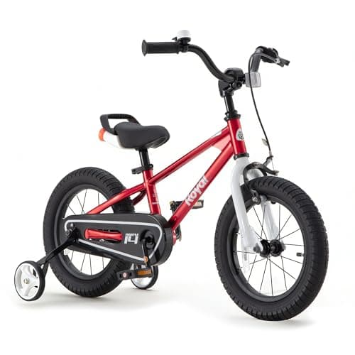 RoyalBaby Freestyle Kids Bike Boys Girls 16 Inch BMX Childrens Bicycle with Training Wheels & Kickstand for Ages 4-7 years, Red