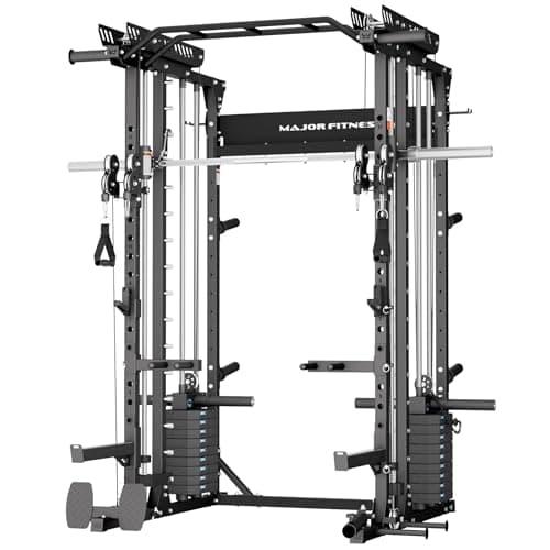 Major Fitness Drone MAX V Smith Machine with Weight Stacks, All-in-One Home Gym Squat Rack--2500LB Capacity, Dual LAT Pull-Down Systems & Cable Crossover Machine, Heavy-Duty Full-Body Workout Machine